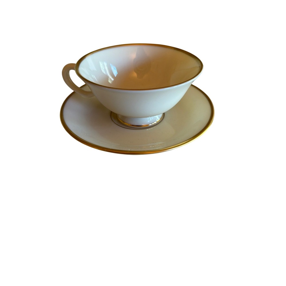Lenox Teacup Saucer Ivory Gold Mansfield C513 Fine Bone China